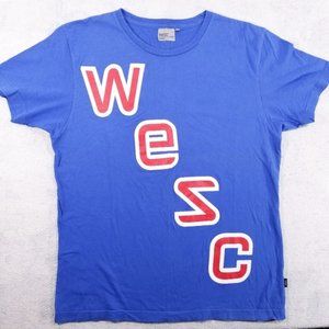 WESC Blue Vertical Spellout T-shirt, Skateboarding